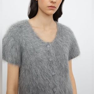 Toteme Alpaca Knited Short Sleeve Grey mélange Cardigan